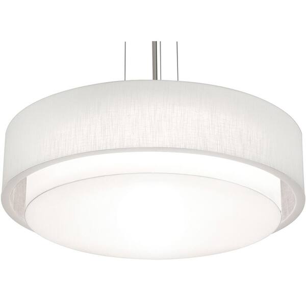 AFX 60-Watt 1-Light Satin Nickel, Linen White, White Shaded Integrated LED Pendant-Light with Fabric Shade