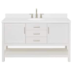 Bay Hill 60.25 in. W x 22 in. D x 36 in. H Single Sink Freestanding Bath Vanity in White with Man-Made Stone Top