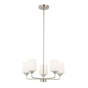 20 in. 5 Light Hanging Pendant Light Chandelier Fixture, Adjustable Height, E26, No Bulbs Included