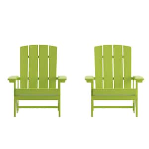 Green Resin Outdoor Lounge Chair in Green (Set of 2)