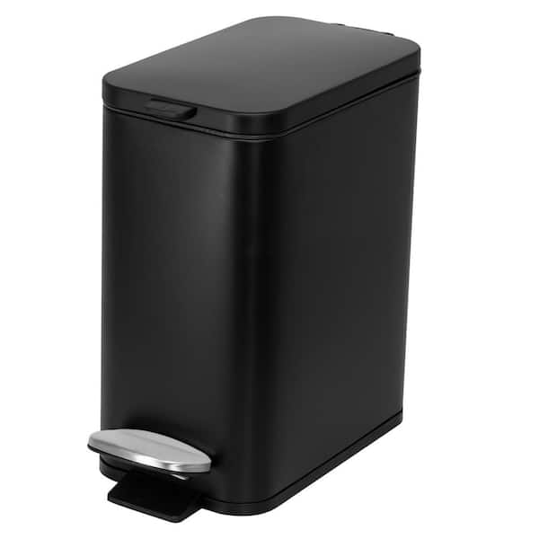 Moorefield Slim Rectangular 5 L/1.3 Gal Pedal Trash Bin with Soft Close Lid in Matte Black