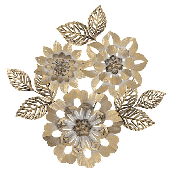Stratton Home Decor Metal Gold Blooming Flower Wall S39178 - Stratton Home Decor Antique Flower Wall Stratton Home Decor Metal Gold Blooming Flower Wall S39178 - Stratton Home Decor Antique Flower Wall