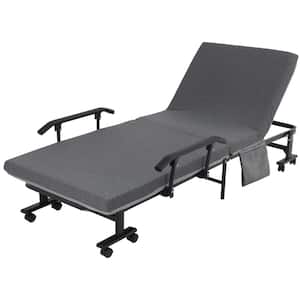 Folding Bed with 3.25" Mattress, Portable Foldable Guest Bed with Adjustable Backrest