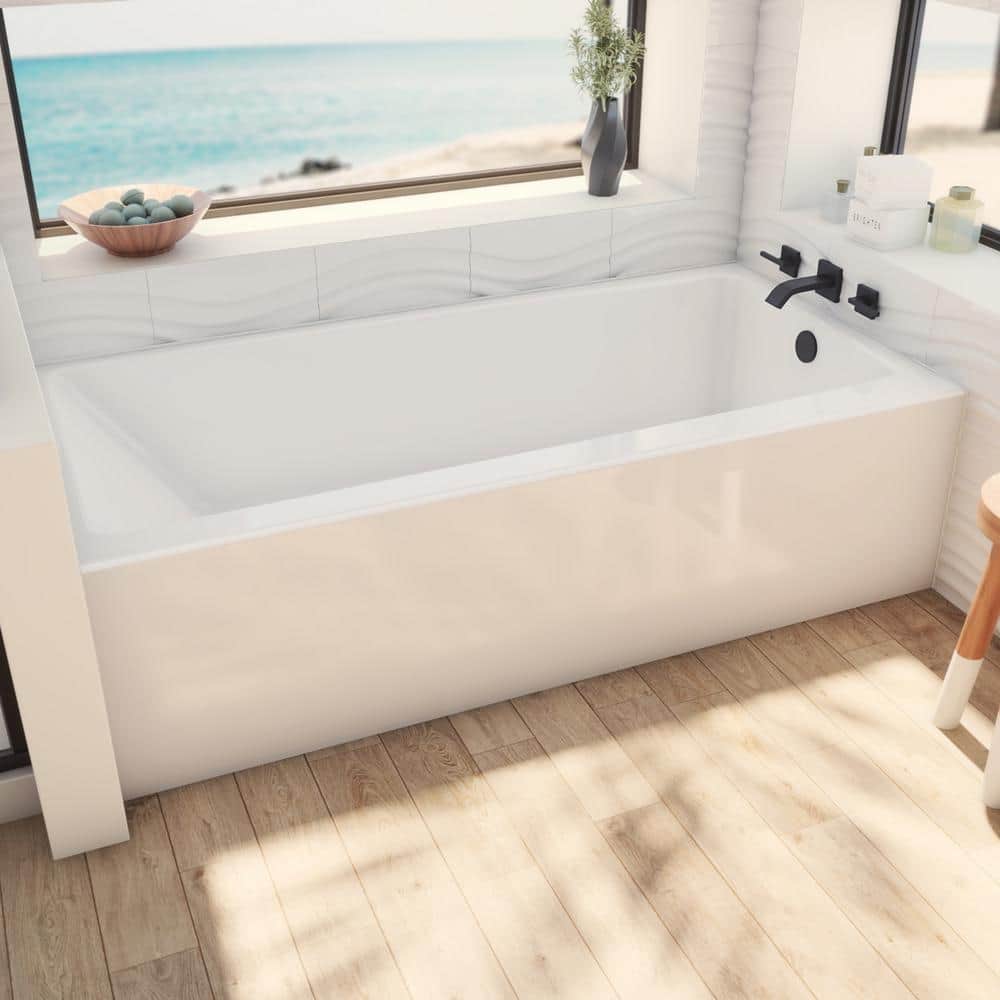 Carson 60 in. x 30 in. Soaking Bathtub with Right Drain in White