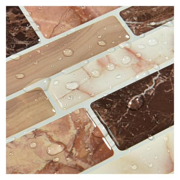 11.6 in. x 11.6 in. Vinyl Peel and Stick Decorative Wall Tile Backsplash in Marble Design (10 Pack)