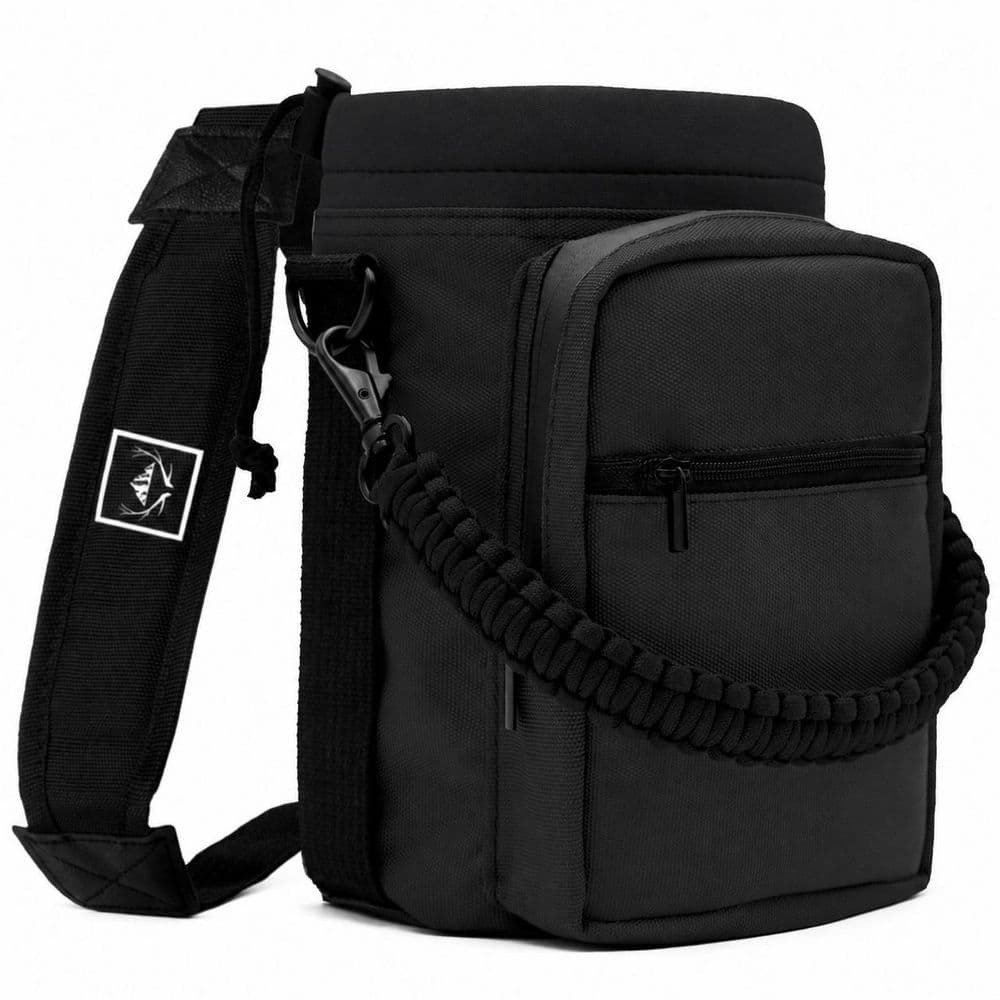 Anqtovp 64 oz. Black Polyester Insulated Adjustable Strap Water