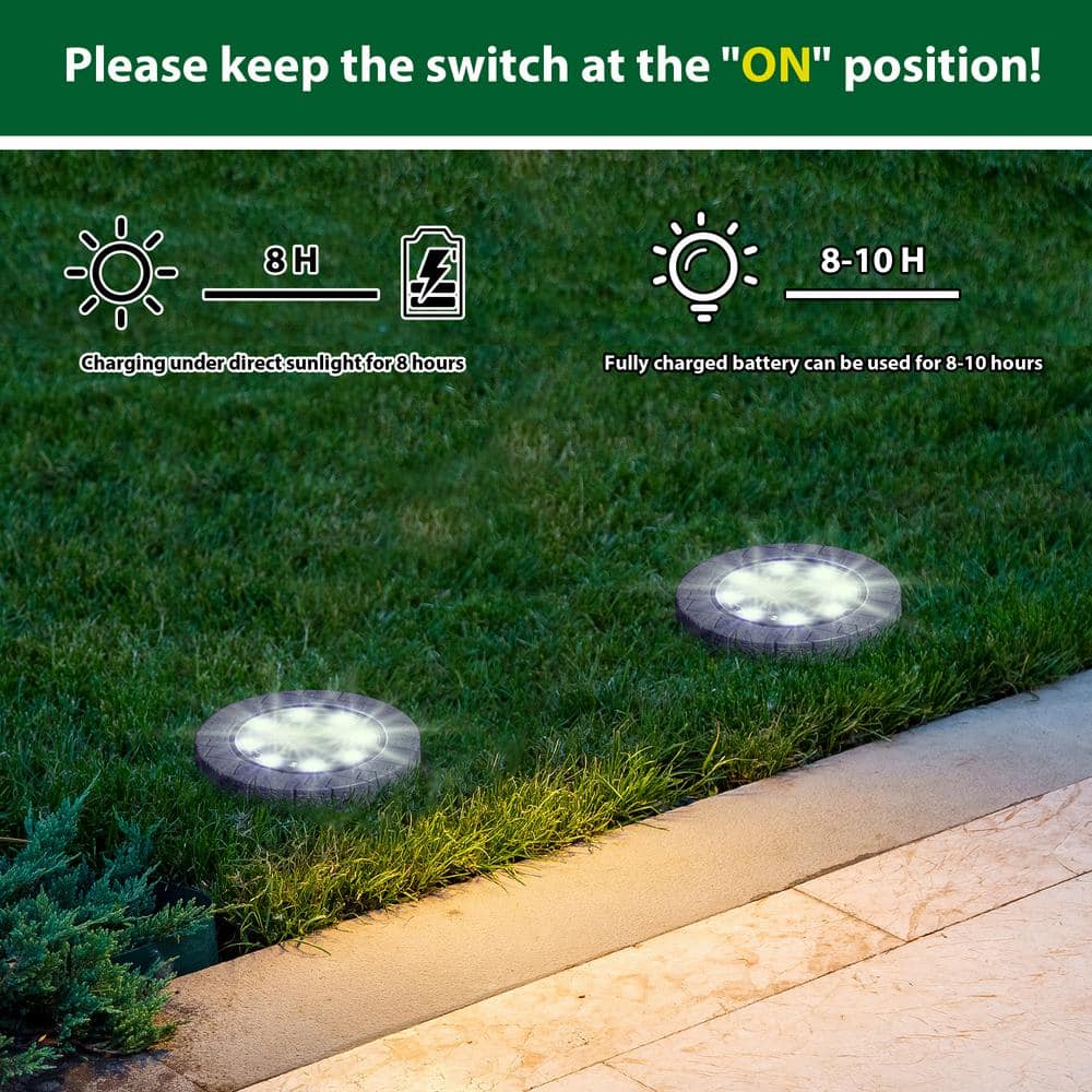 Set of Six Gray LED Solar Pathway Lights with Faux Granite Finish