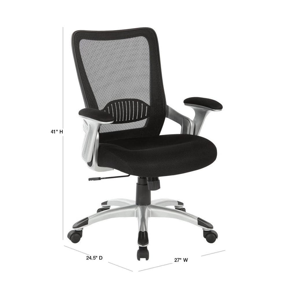 Work Smart Black Mesh and Leather Adjustable Executive Chair
