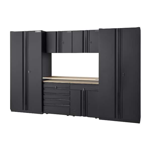 Husky 7-Piece Heavy Duty Welded Steel Garage Storage System in Black (128 in. W x 81 in. H x 24 in. D)