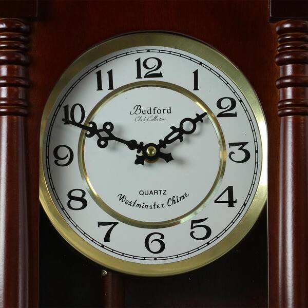 Bedford Clock Collection Cherry Oak Pendulum Wall 98597058m The Home Depot - Modern Oak Pendulum Wall Clock