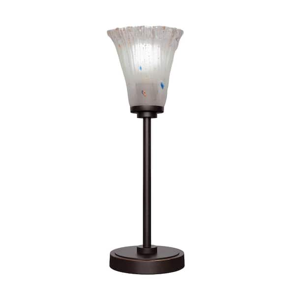 Unbranded Quincy 18.75 in. Dark Granite Accent Lamp with Frosted Crystal Glass Shade