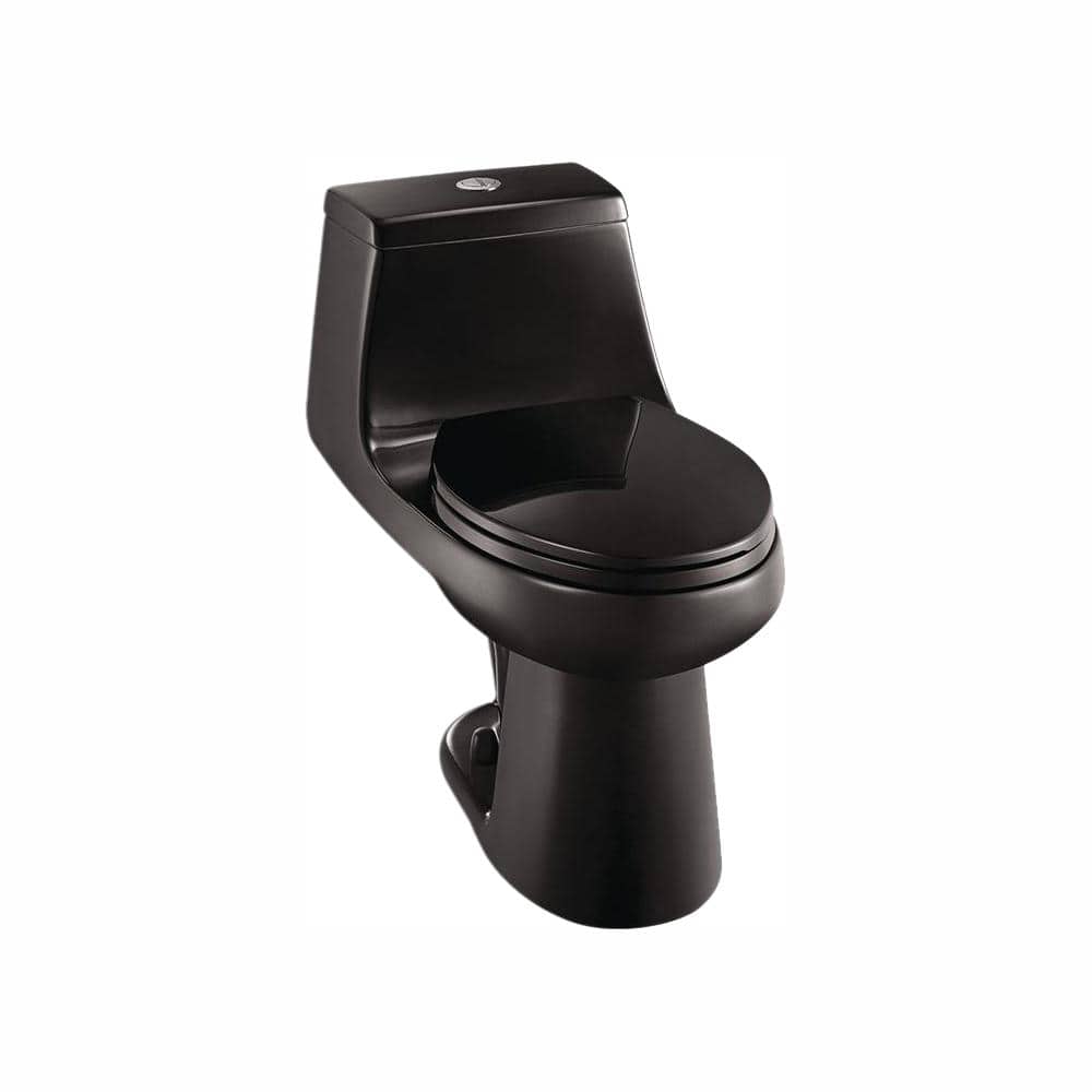 Glacier Bay 1-Piece 1.1 GPF/1.6 GPF High Efficiency Dual Flush Elongated All-in-One Toilet in Black -  N2420-BLK