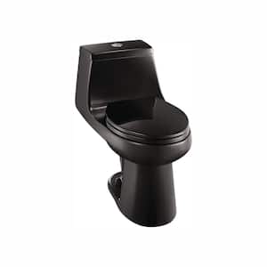 McClure 12 inch Rough In One-Piece 1.1 GPF/1.6 GPF Dual Flush Elongated Toilet in Black Seat Included