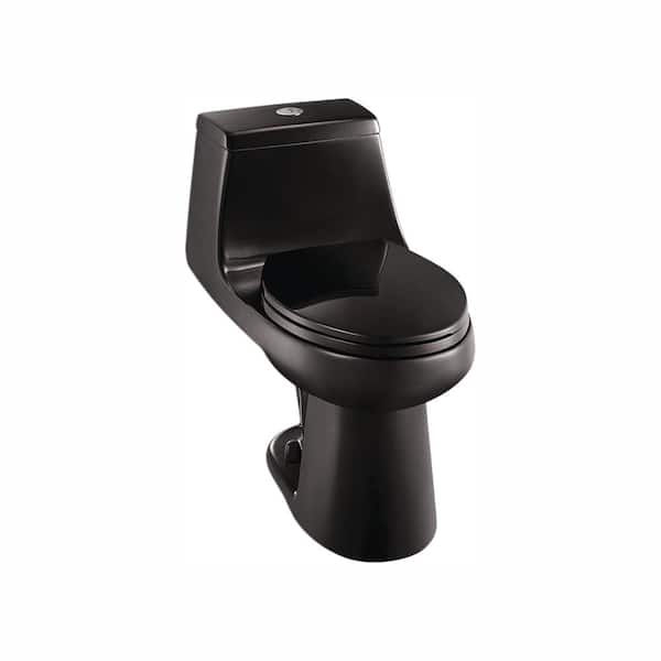 Glacier Bay 1-Piece 1.1 GPF/1.6 GPF High Efficiency Dual Flush Elongated All-in-One Toilet in Black