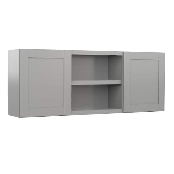 MILL'S PRIDE Vesuvius Gray Plywood Shaker Stock Ready to Assemble Wall Kitchen Laundry Cabinet w Soft Close 60 in. x 23 in. x 12 in.