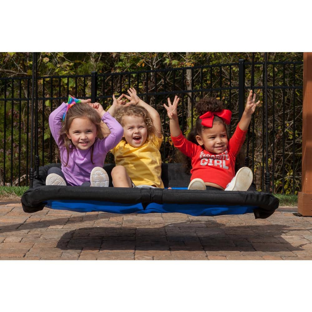 Blue and Black Heavy-Duty Rectangular Platform Swing with Steel Frame