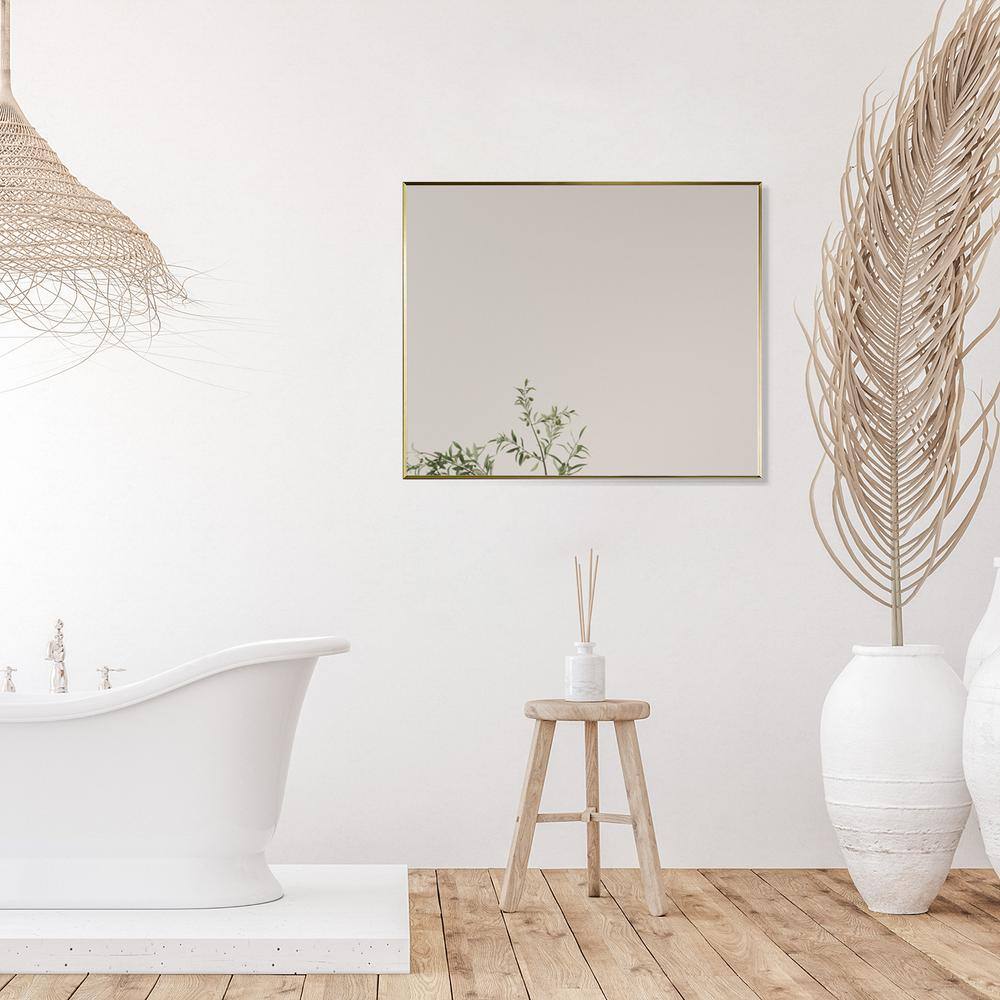 Elegant Rectangular 36" Brushed Gold Aluminum Vanity Mirror