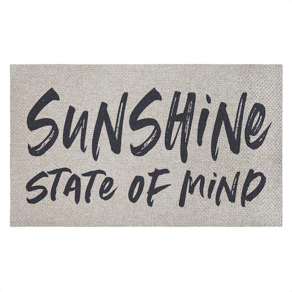 Sunshine State Of Mind Blue 18 in. x 30 in. Polyester Non-Slip Outdoor Door Mat