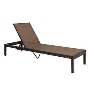 1-Piece Aluminum Outdoor Chaise Lounge in Brown
