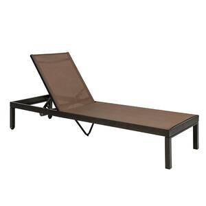 1-Piece Aluminum Adjustable Outdoor Chaise Lounge in Brown