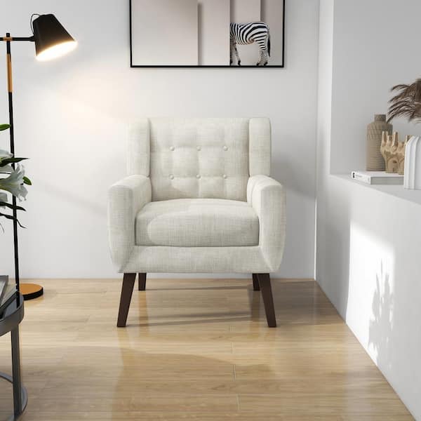 Uixe Beige Linen Arm Chair (Set of 1)