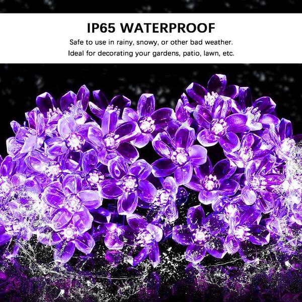 Purple Plastic Solar Outdoor Flower String Lights Z0C77PLTS5 - The