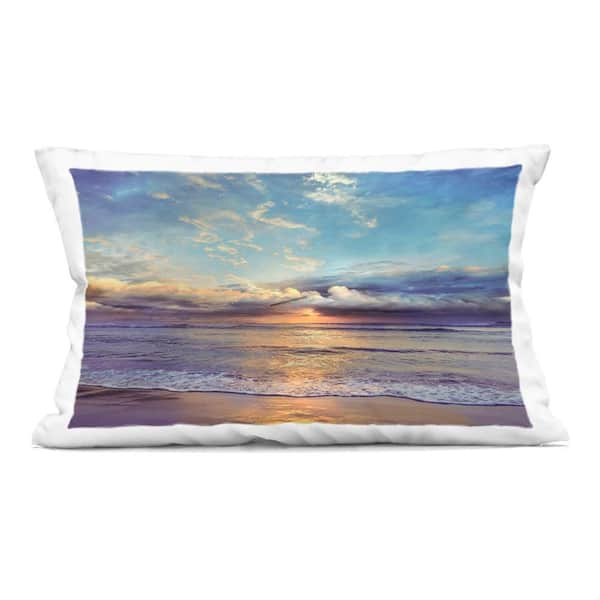 Stupell Industries Sun Rays on Beach Shore Blue Abstract Polyester 14 in. x 20 in. Throw Pillow