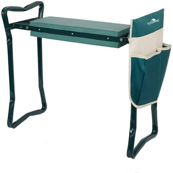 ITOPFOX Folding Garden Kneeler and Stool Green Steel Lawn Chair with Tool Bags and Kneeling Pad