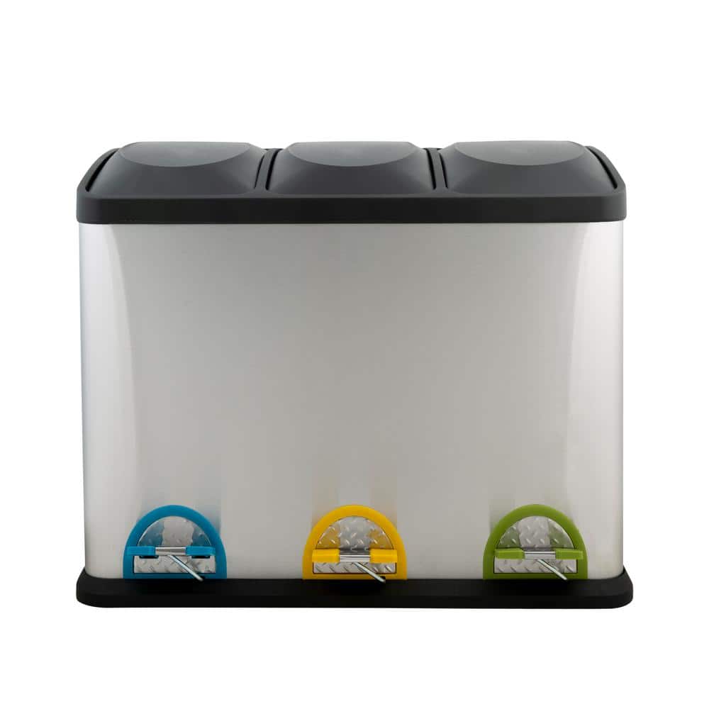 Stainless Steel 45 Liter Black Pedal Kitchen Recycling Bin