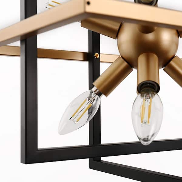 ユウ Briignite 8-Light Black and Gold Industrial Sputnik Chandelier