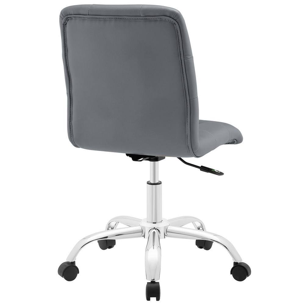 Prim Swivel Armless Drafting Chair in Luxe Gray Faux Leather