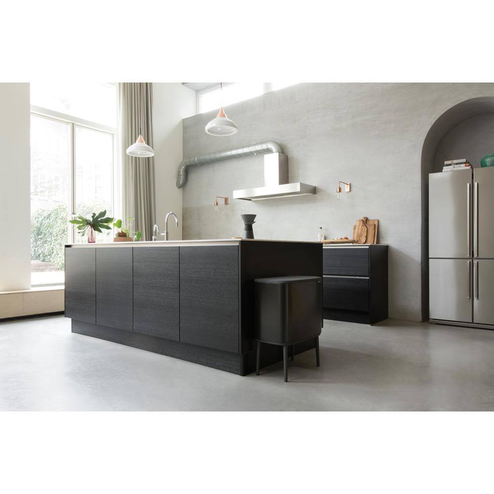 Matte Black Dual Compartment Touch Top Recycling Trash Can