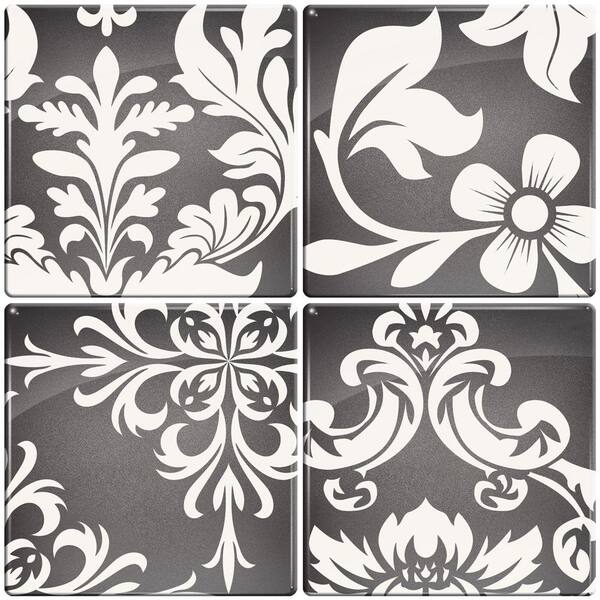 smart tiles 3-11/16 in. x 3-11/16 in. Versailles Gel Tile Gray Decorative Wall Tile (4-Pack)-DISCONTINUED