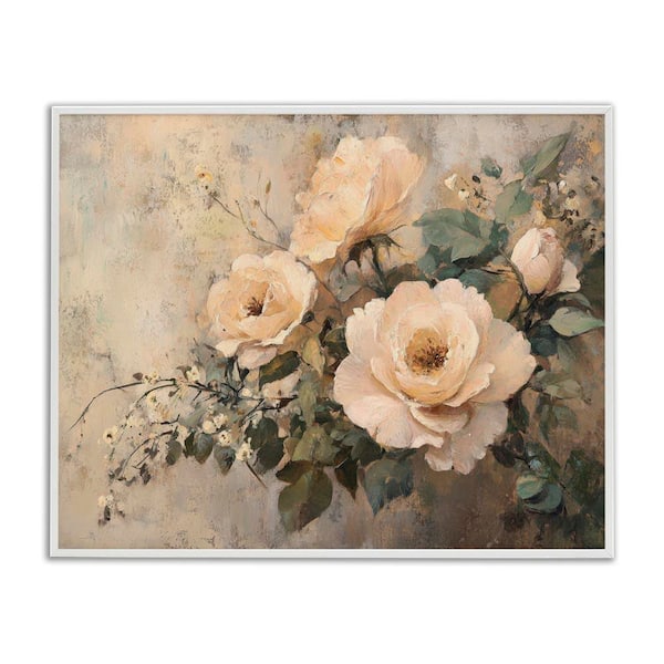 Stupell Industries Blush Roses Blooming by Petal Prints Design White Framed Nature Giclee Art Print 16 in. x 20 in.