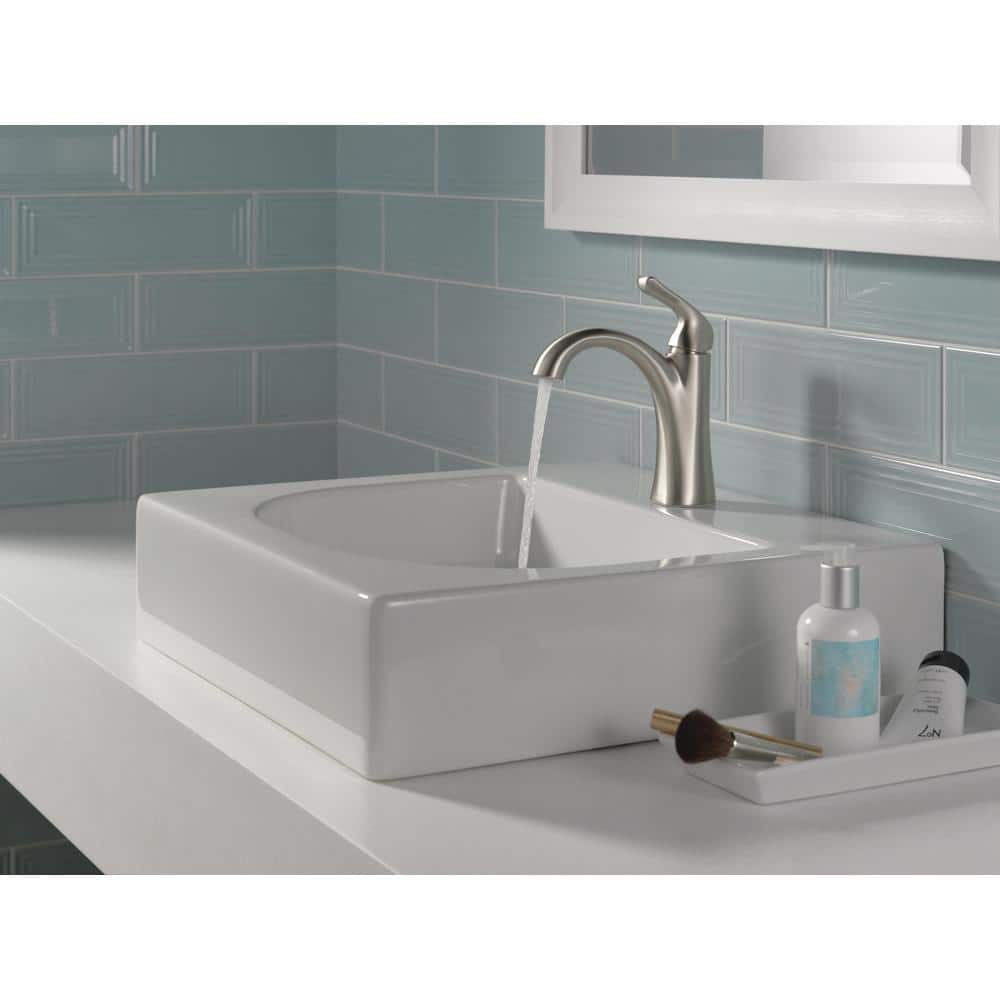 SpotShield Brushed Nickel Single Hole Bathroom Faucet