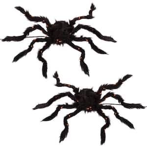 Light Up Halloween Spiders with Purple Micro LEDs (Set of 2)