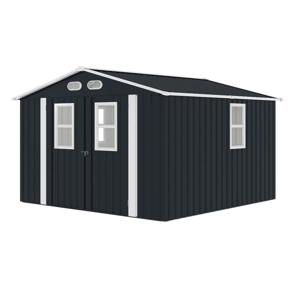 8 ft. W x 8 ft. D Metal Outdoor Storage Shed, Four daylight