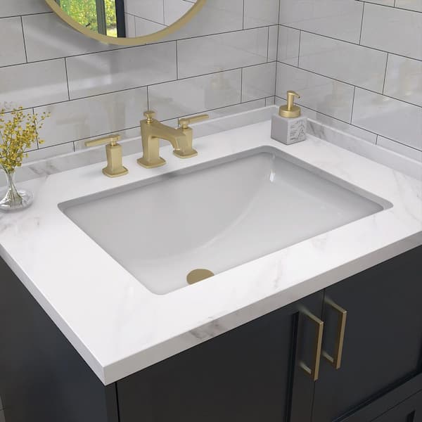Zeafive 20 in. L Rectangular Bathroom Sink in White Ceramic