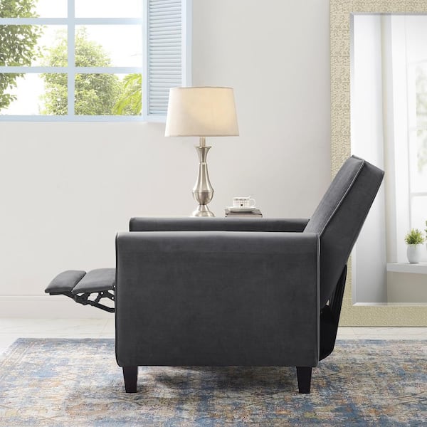 MAYKOOSH 26.5 in. Microfiber Push Back Recliner Chair with Adjustable Footrest in Gray, Compact Home Theater Seating