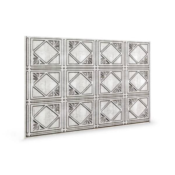 INNOVERA DECOR BY PALRAM 18.5'' x 24.3'' Artnouvo Decorative 3D PVC Backsplash Panels in Crosshatch Silver 9-Pieces