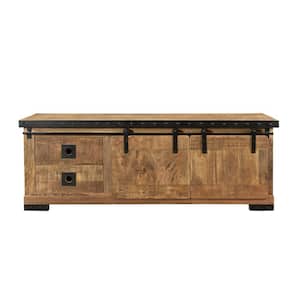Bowery 55 in. Natural TV Stand with 4 Drawer Fits TV's up to 63 in. with Shelves