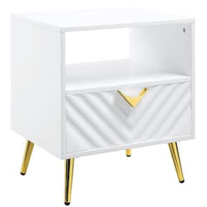 Gaines 20 in. White High Gloss Rectangle Wood End Table