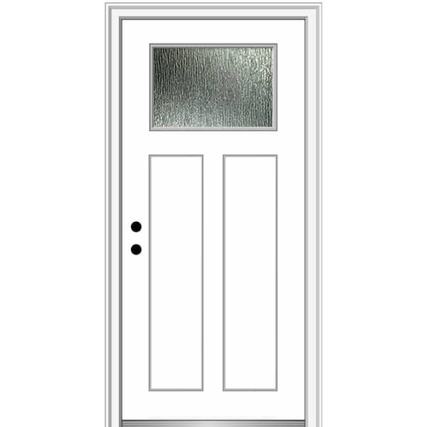 MMI Door Rain Glass 32 in. x 80 in. Right-Hand Inswing Primed Fiberglass Prehung Front Door on 6-9/16 in. Frame
