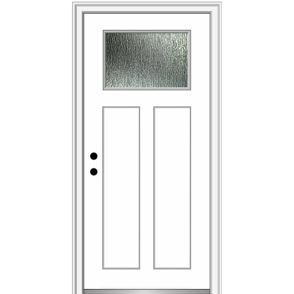 MMI DOOR Rain Glass 36 in. x 80 in. Right-Hand Inswing Primed Fiberglass Prehung Front Door on 4-9/16 in. Frame