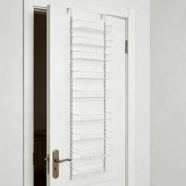 10-Tier Over the Door Pantry Organizer Heavy Duty Steel Storage Shelves in White