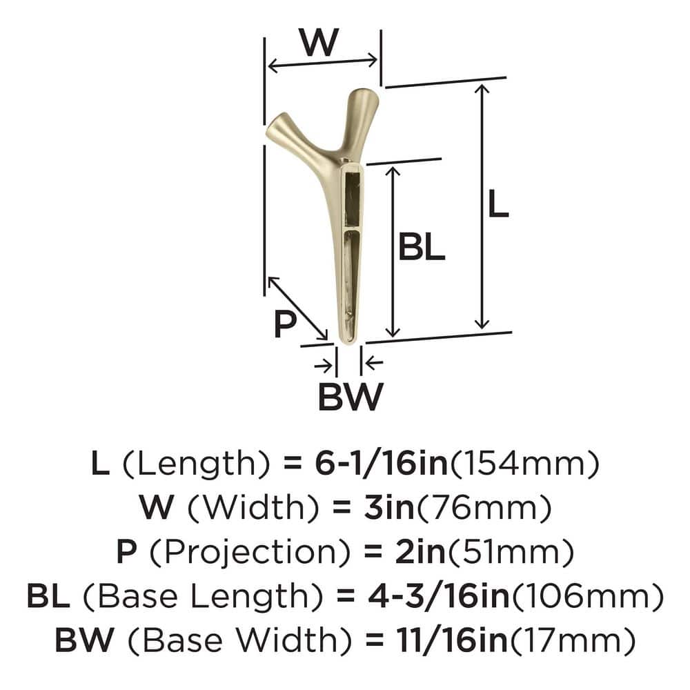 Golden Champagne Double Prong Decorative Wall Hook