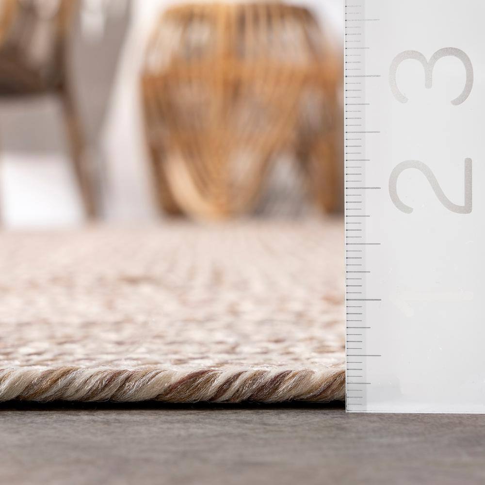 Tan Oval 4' x 6' Braided Synthetic Indoor/Outdoor Rug