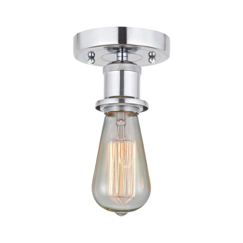 Bare Bulb 2 in. 1-Light Industrial Polished Chrome Flush Mount price history on PriceWatchPro