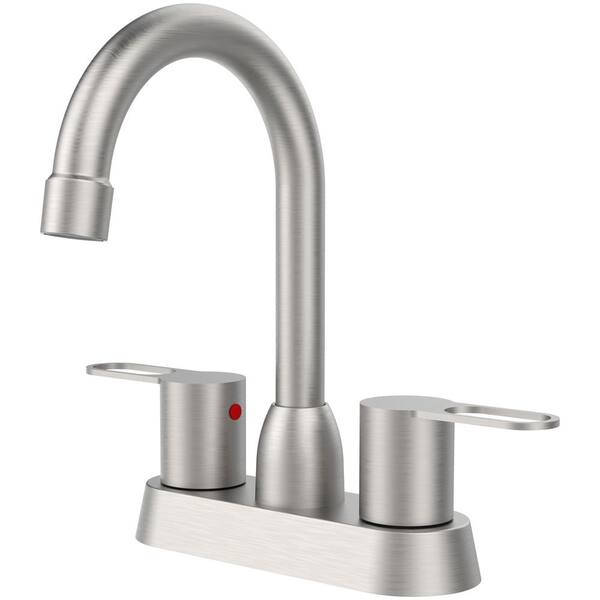 Flynama 2-Handles Single Hole Bathroom Faucet Bathroom Sink Faucet in Brushed Nickel