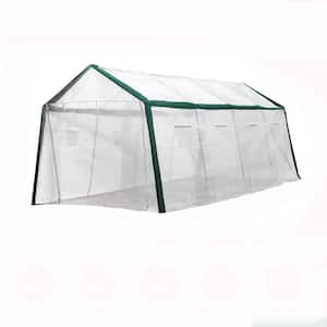 240 in. W x 120 in. D x 96 in. H A-Shape Top Outdoor Greenhouse with Transparent Cover with 8 Roll-Up Side Windows